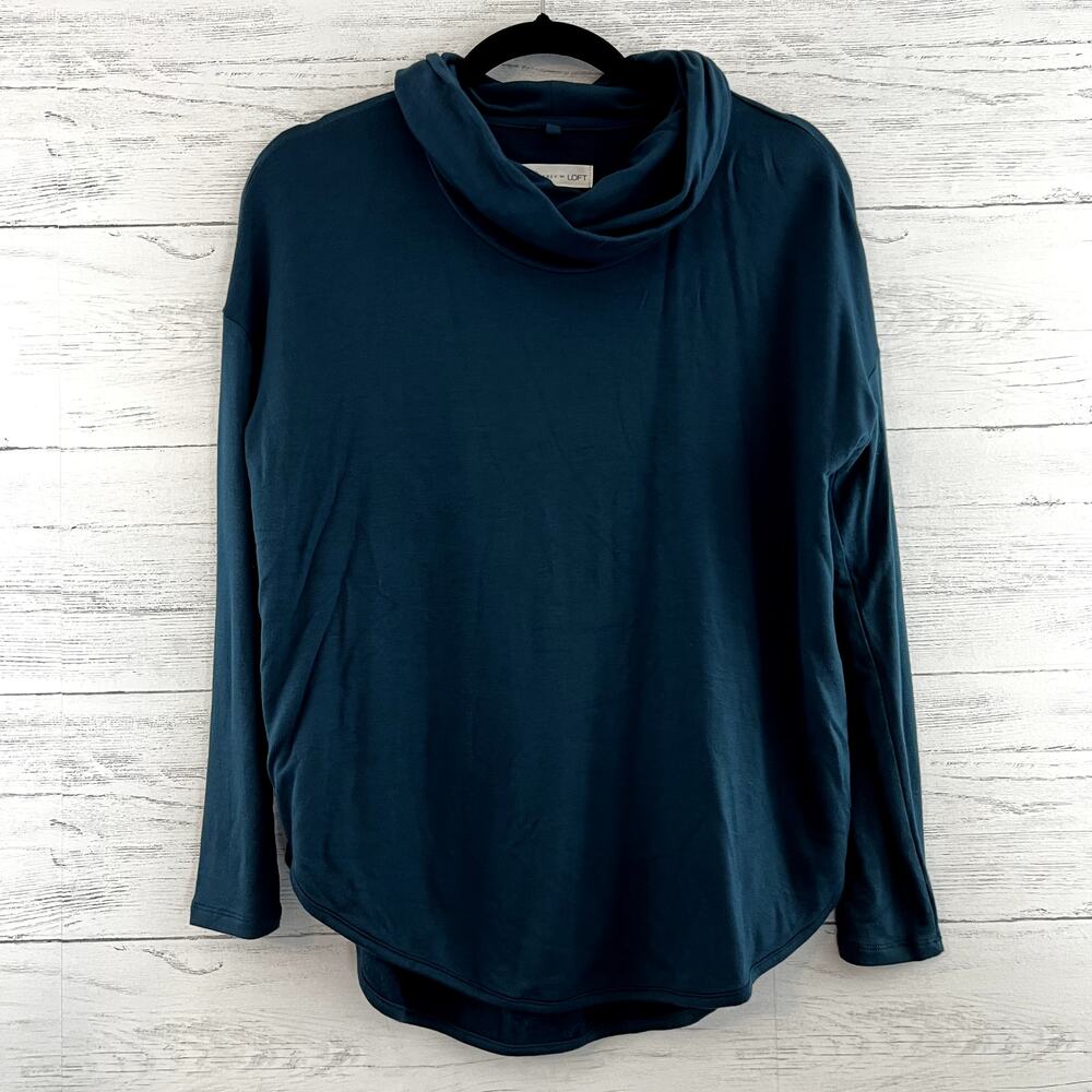 Lou & Grey Loft Dark Teal Long Sleeve Jersey Knit Top Size XS